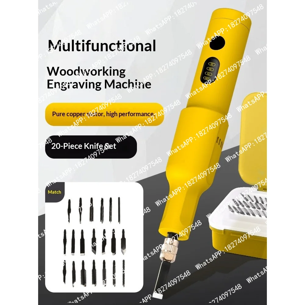 Electric Wood Engraving Machine Cordless Fine Carving Knife Chisel Set Engraving Pen Woodworking Electric Drill Carving Tool