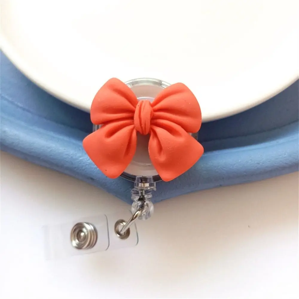 Bow Flower Nurse Badge Reel 3D Flora Name Tag Retractable Badge Holder ID Card Work Card Easy Pull Buckle Hospital Use