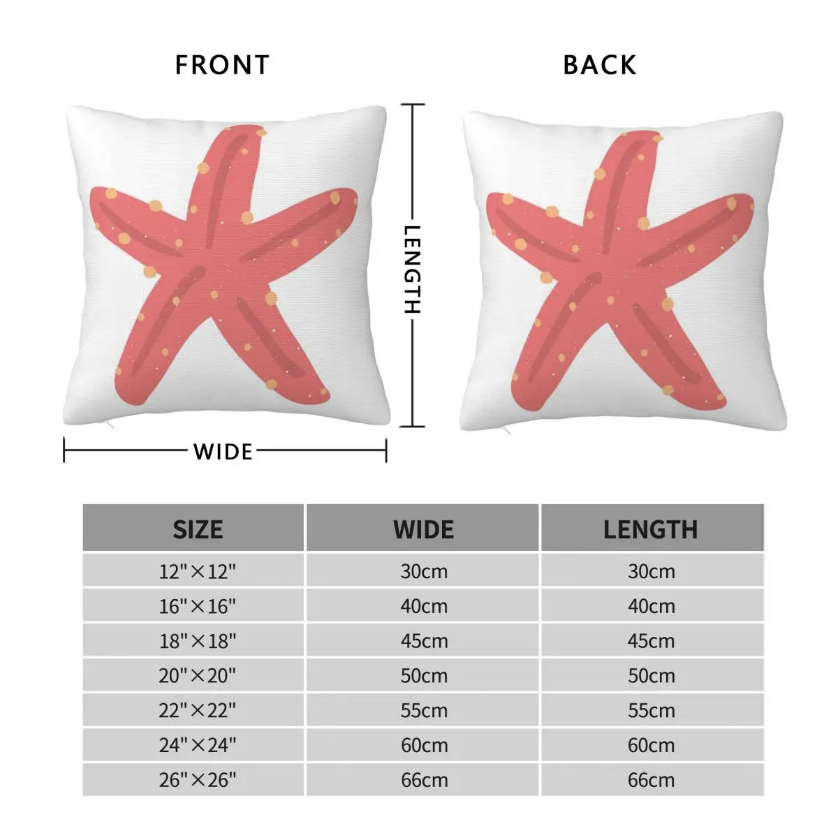 Starfish Rose-Pink And Sand Square Pillowcase Polyester Linen Velvet Printed Zip Decor Pillow Case Sofa Seater Cushion Case