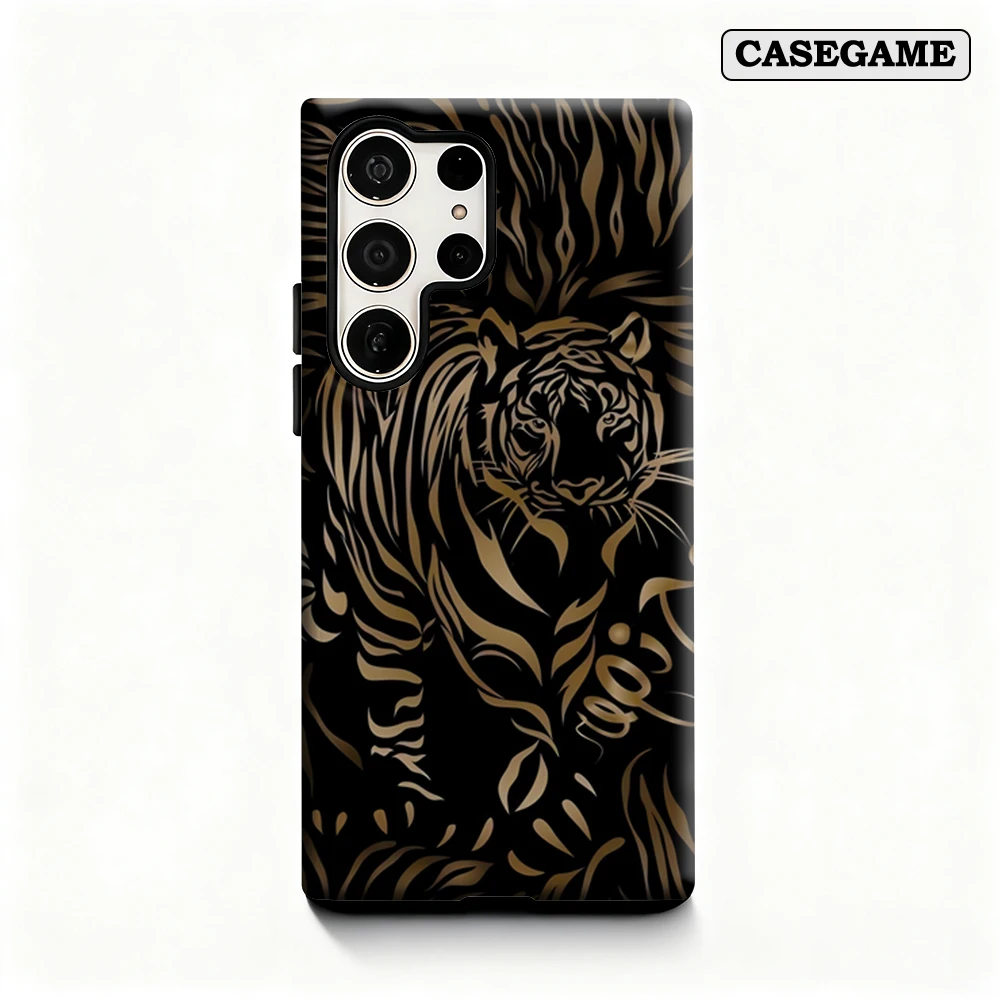 Bronze Swirl Maze Phone Case for Samsung Galaxy S25 Ultra S24 S23 Ultra Plus Shockproof Double Layer Back Cover