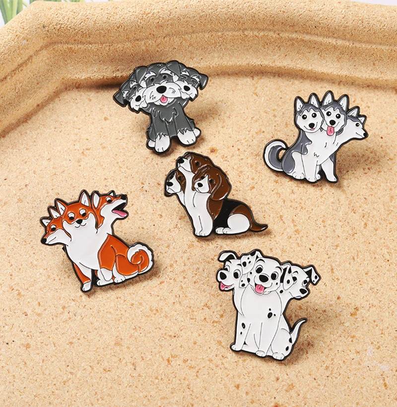 Inu Pines Bag Hat Lapel Pins Badge Men Women Jewelry Gift for Dog Lover Fans Cerberus Dogs Enamel  Brooch Fun Kawaii Akita Shiba