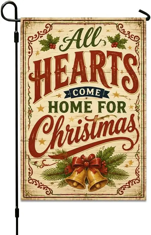 Garden Flag Yard Flag Outdoor Decor All Hearts Come Home for Christmas Outdoor Garden Yard Christmas Decorative Sign for Hol jaa