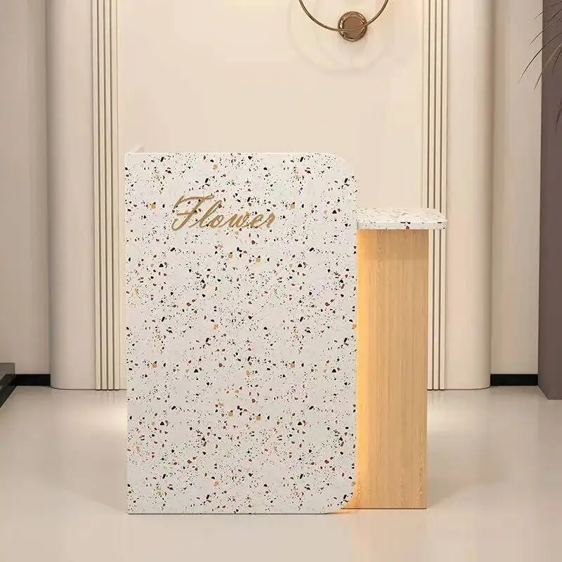 

White Desk Checkout Reception High Drawers Quality Promotion Service Reception Desks Counter Commericial Bureau Office Furniture