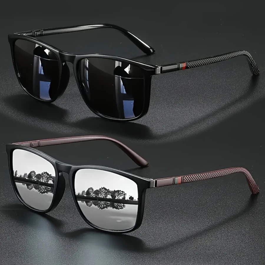 2 Stück Luxuriöse Quadratische Vintage Casual Modische Sonnenbrillen für Männer und Frauen Mode Reise Fahren Angeln Sonnenbrillen Herren Eyewear – Detail 6
