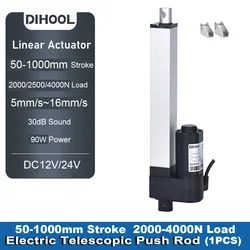 DC12V/24V linear actuator 50MM~1000MM stroke 80kg/200kg/400kg load 5mm/s~20mm/s 75W electric lifting motor for RV/Solar/Car