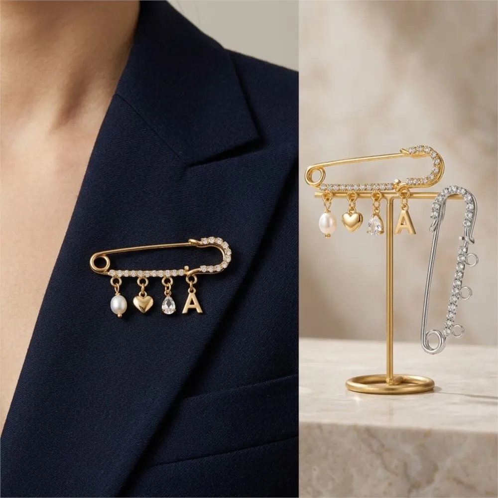 

5pcs 50/60/70/75mm Rhinestone Safety Pins Brooch Blank Base for DIY Decoration Clothes Dress Jewelry Making Supplies Accessories