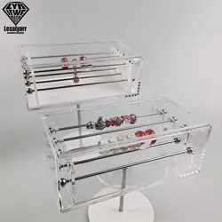 Large Capacity Pandora Bead Bracelet Charm Display Tray Case Acrylic Organizer Storage Box Pendant Trollbeads Holder Stand 6 Rod