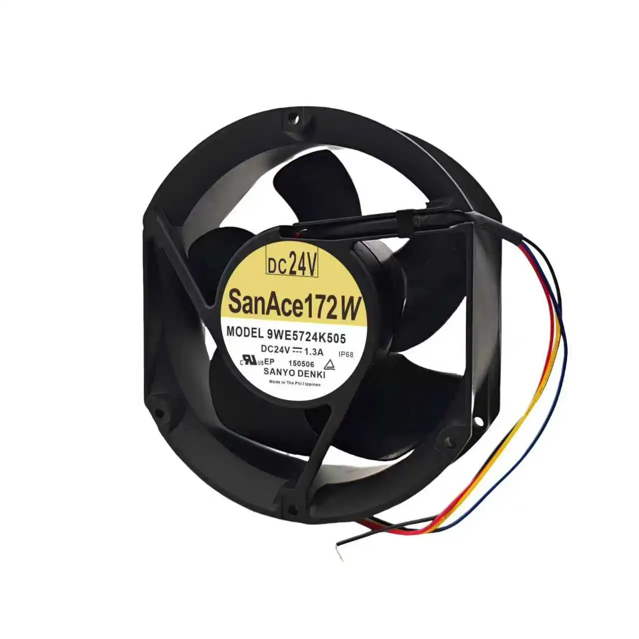 for Sanyo 9WE5724K505 172mm Waterproof Fan 24V 1.3A, IP67 Industrial Cooling Fan for HVAC/Machinery, 3744RPM