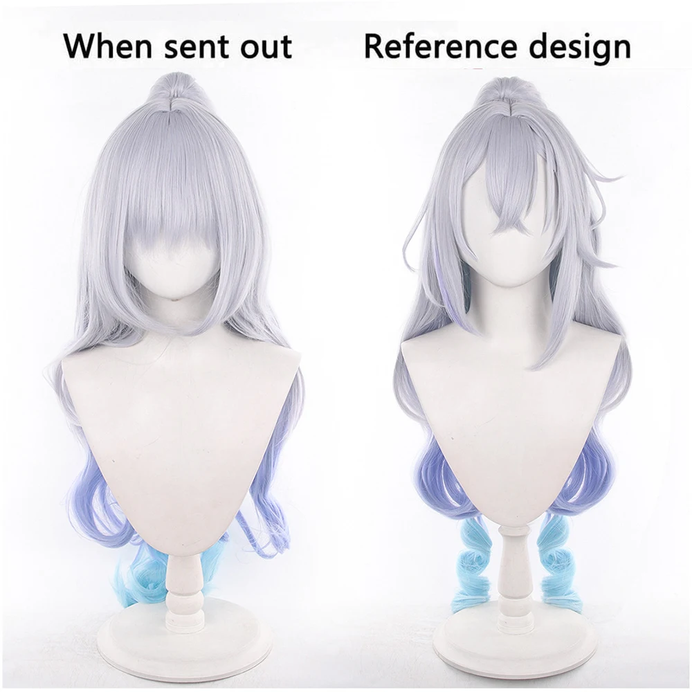 Honkai Star Rail Silver Wolf Women Cos Wigs Cosplay Costumes Headwear 85cm Long Simulation Scalp Thick Mixed Puffy Long Hair Wig