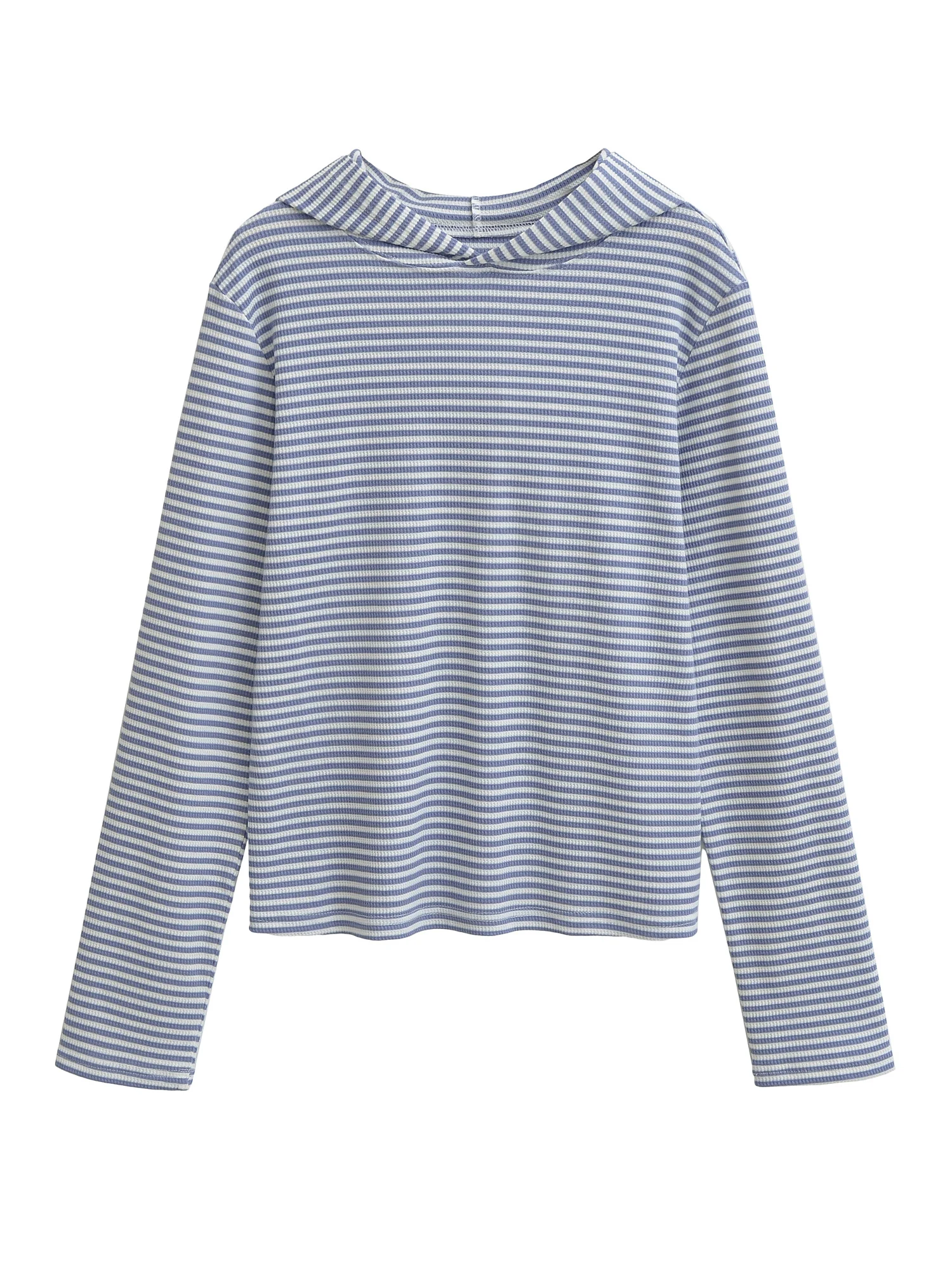 

Casual Loose Sle Long Sve Hoodie T-irt Women's Sweet Striped Loose Fit Comfortable Casual Overhead Top