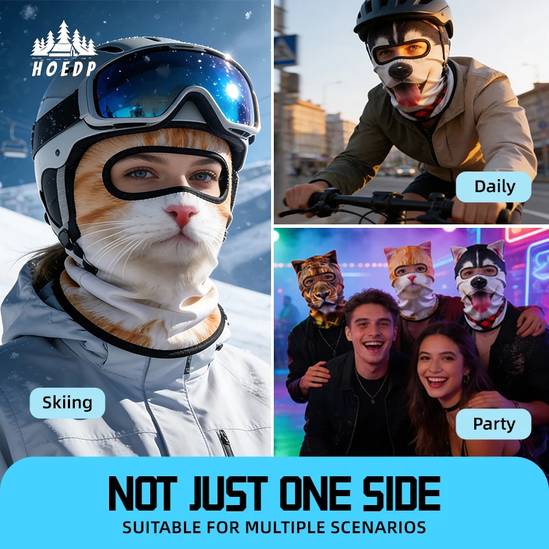3D Katzen-Tier-Skimaske mit Ohren, Geeignet für Musikfestivals, Raves, Ski, Halloween oder Outdoor-Partys – Detail 1