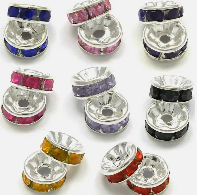 100Pcs/Lot 4/6/8/10/12mm Metal  Crystal Rondelles Bead Loose Spacer Beads for DIY Jewelry Making Bracelet Accessories v7