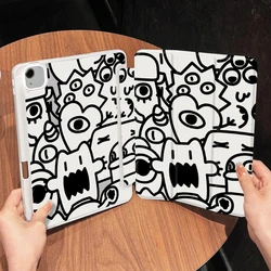 Smart PU Case for 7 8 9th 10.2 Funda Cover Ipad 5th 6th Generation IPad Pro 11 2022 Air 5th 4th Abstract Cartoon Doodle Shell