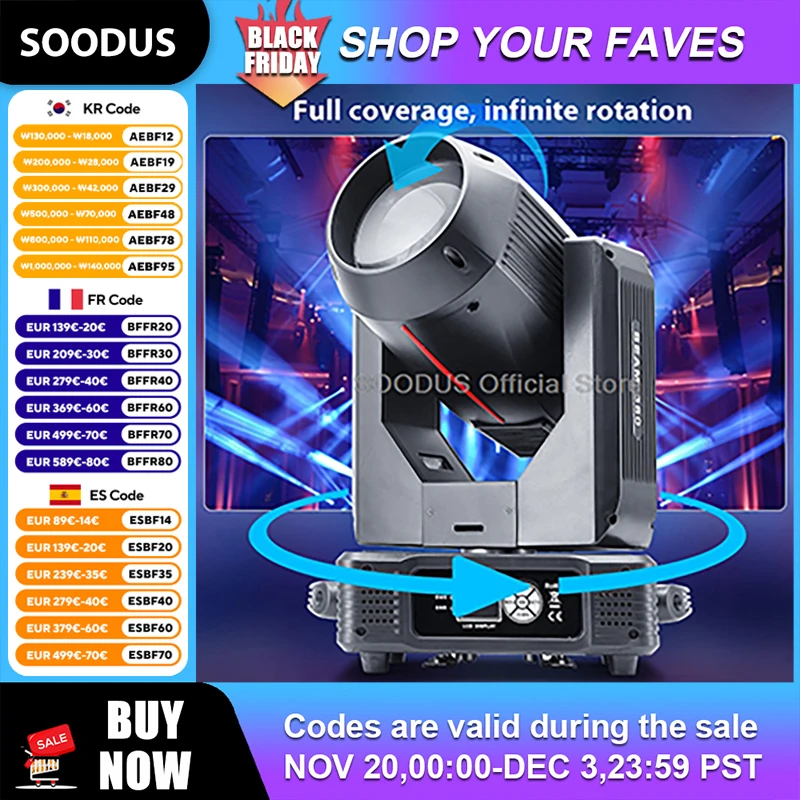 

380W Beam Moving Head Light Rotating Prisms Rainbow LED Stage Light DMX512 Audience Ambient Lights for Bar Wedding Banquet Hall