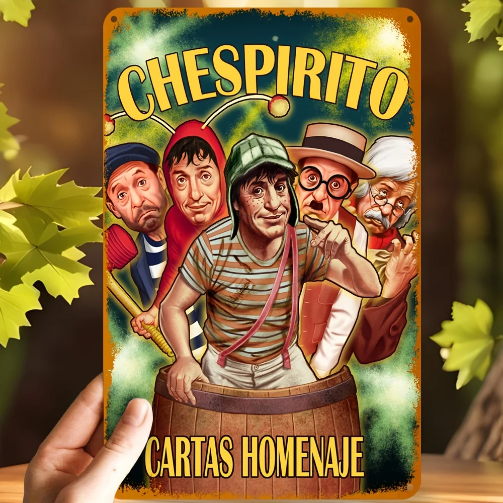 Letrero de Aluminio Vintage "Chespirito Cartas Homenaje", Póster Mexicano Retro, Arte Metálico para Pared Resistente al Agua y al Polvo para Restaurante