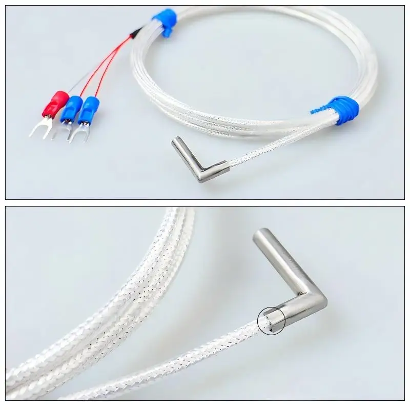 Pt100L type right-angle probe temperature sensor, waterproof and oil-resistant temperature measuring probe, platinum thermoresis