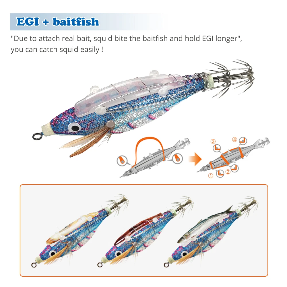 ILURE 14pcs Squid Lure Luminous Squid Jig Egi 2.0# 85mm 8.2g Artificial Bait For Webfoot Octopus Cuttlefish Sea Fishing Lures