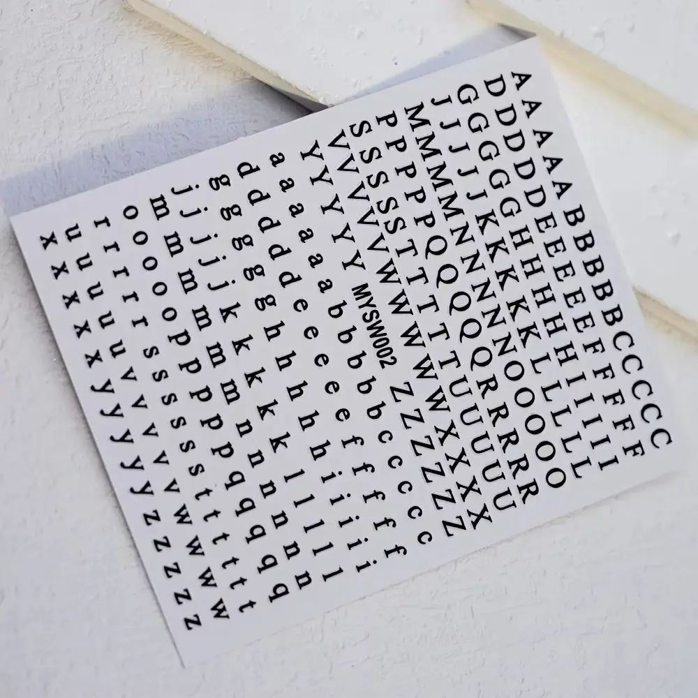 

26 Roman Letters Nail Stickers Black Rose Gold,Gold English Alphabet Nail Decals Uppercase Lower Case Letter Sliders