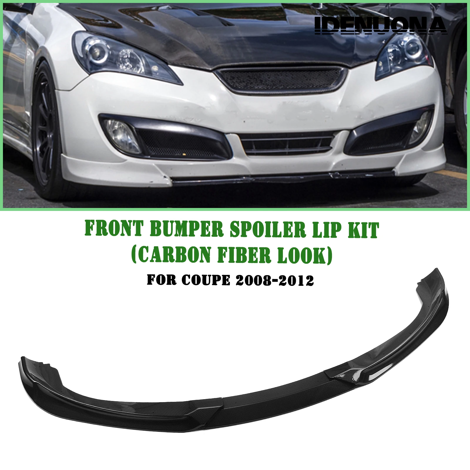 

For Hyundai Genesis Coupe 2 Door 2008-2012 Front Bumper Spoiler Lip Carbon Fiber Look/Gloss/Matte Black Lower Splitter Protector