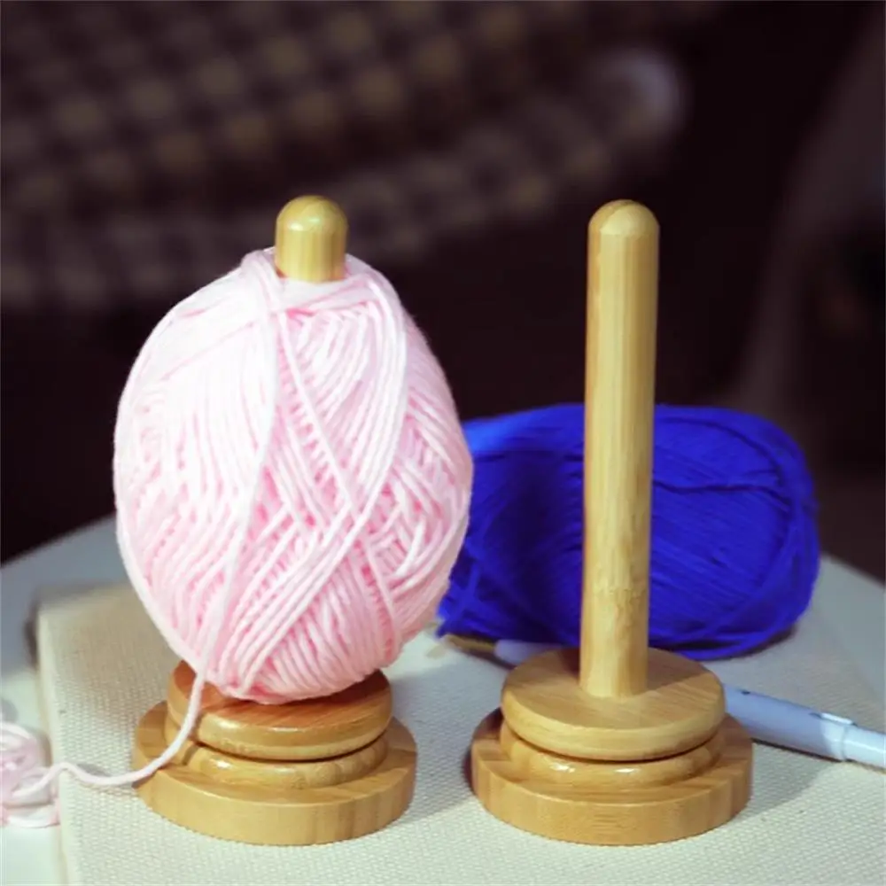 Wooden Yarn Holder Spinning Knitting Tools Beginner Crochet Accessories Stand Sewing Thread Spool Wool Ball Winder Rotation