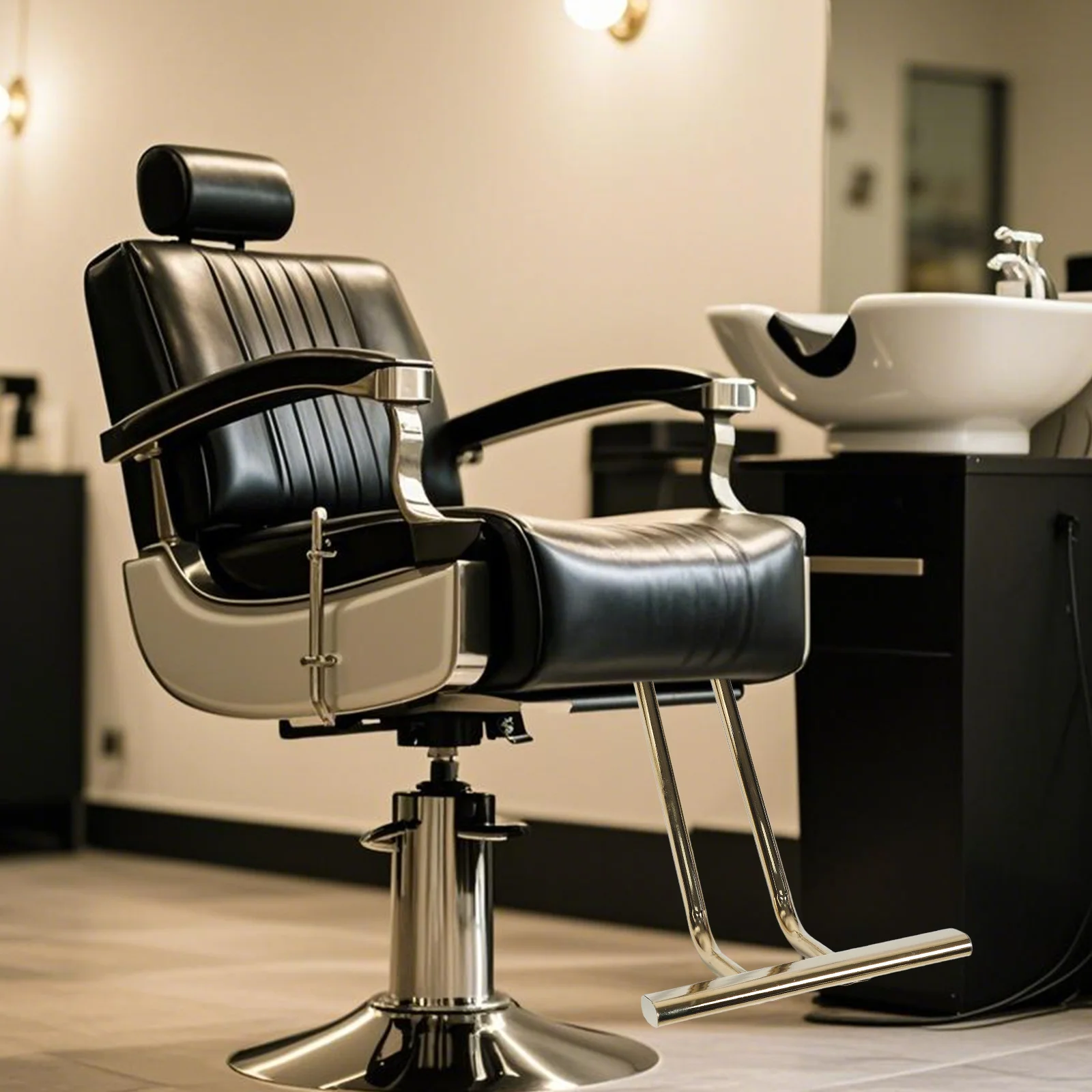 

Salon Chair Footrest Replacement Barber Chair Metal Footrest Easy Install Comfortable Pedal for Hairdressing Salon Foot Rest