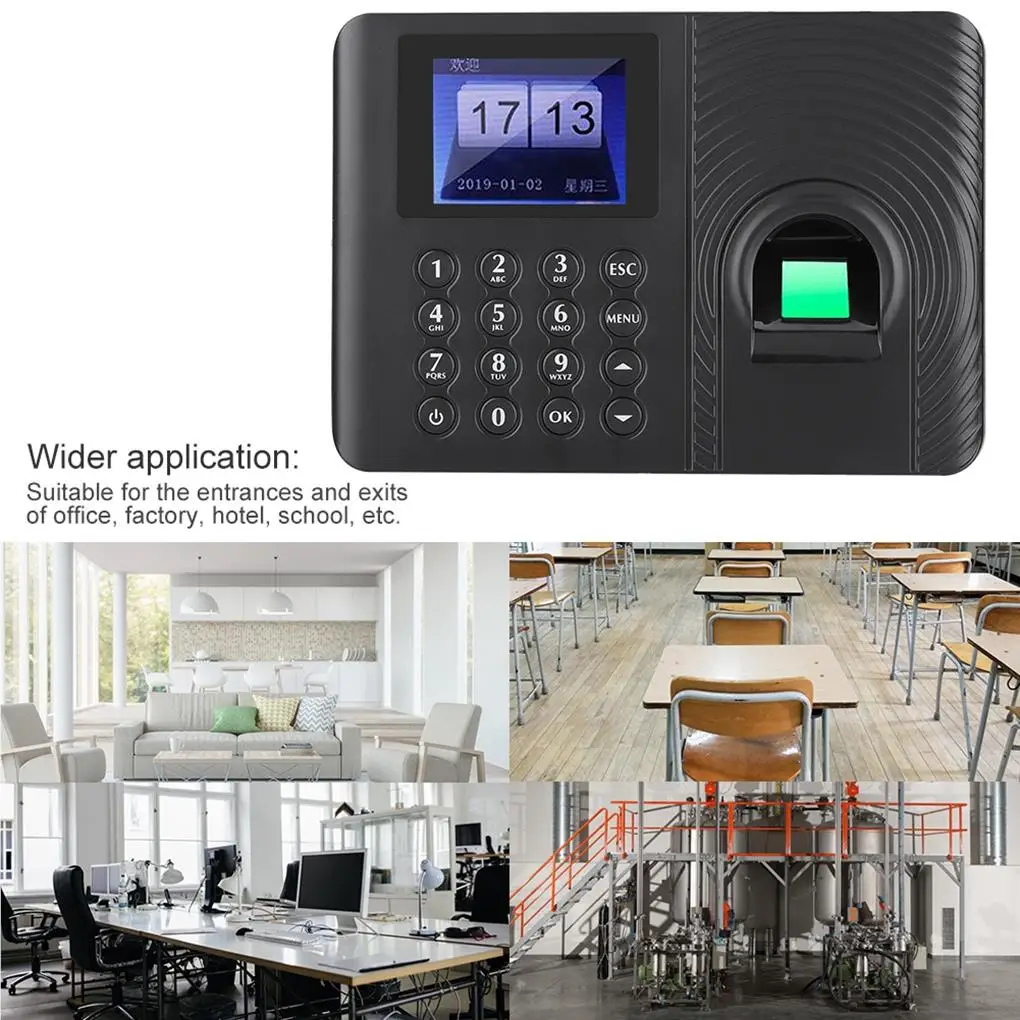 Biometric Fingerprint Time Attendance Recorder Recognition Device Access Control US 110-240V