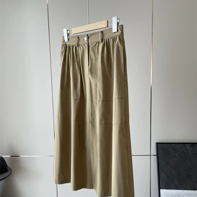 

Юбка Qian Wu 2500 Jin из шелкового хлопка в форме зонта с большими карманами, женская, средней длины, А-силуэт