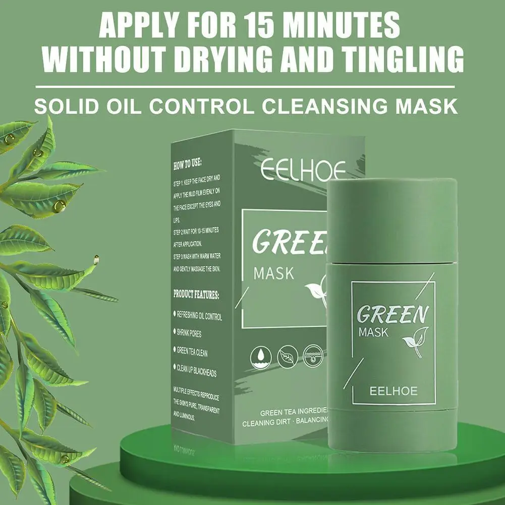 Maschera detergente per tè verde maschera solida pulisce in profondità punti neri pulizia Stick di fango controllo dell'olio pellicola di fango di tipo striscio cura della pelle del viso