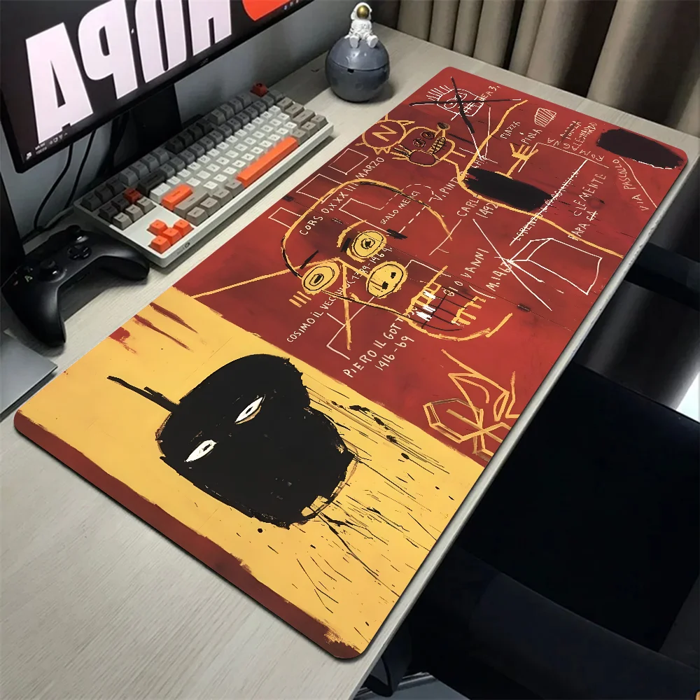 HD J-Jean-Michel B-Basquiat Art Mousepad Mouse Mat With Pad gaming accessories Prime Gaming XXL Keyboard Pad Stitch Padding Mat