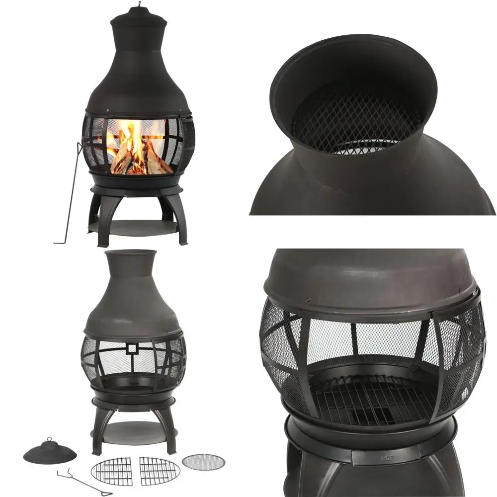 

Eco-Friendly Outdoor Wood-Fired Fireplace Pit, Brown-Black