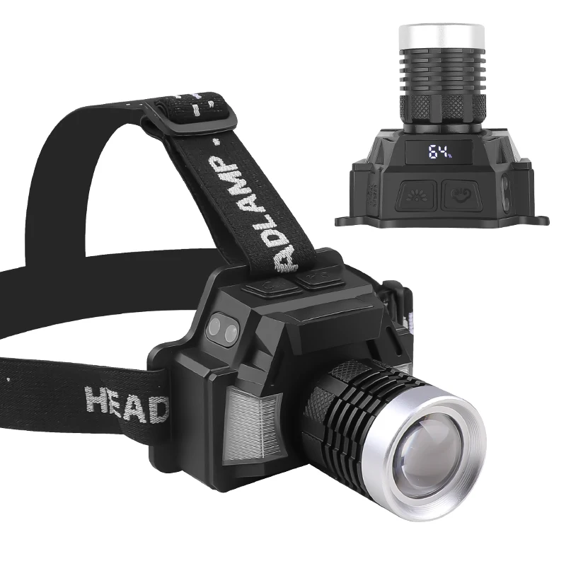 30W White Laser Adjustable Headlamp Built-in Battery with Output Digital Power LED Display Sensor Headlight 800 Lumen Flashlight