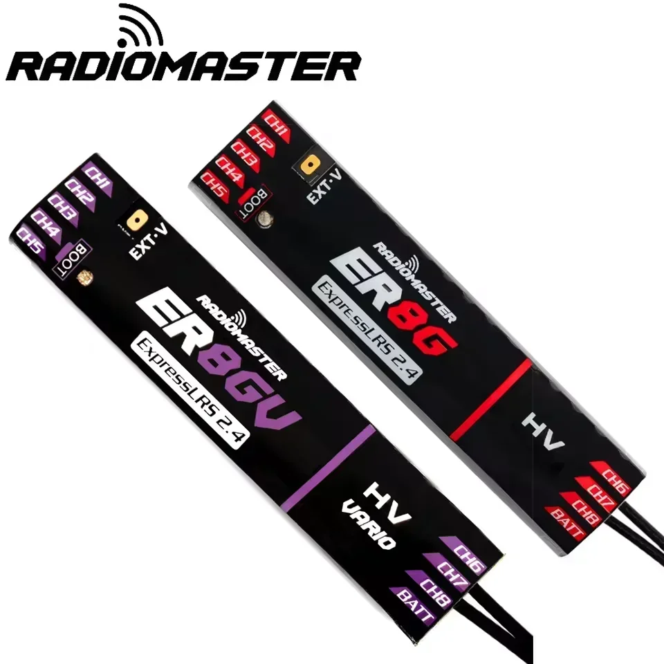 RadioMaster ER4 4CH/ER6 6CH/ER8 8CH (ER6G/ER6GV/ER8G/ER8GV) 2.4GHz ExpressLRS (Elrs) 高性能PWMレシーバー