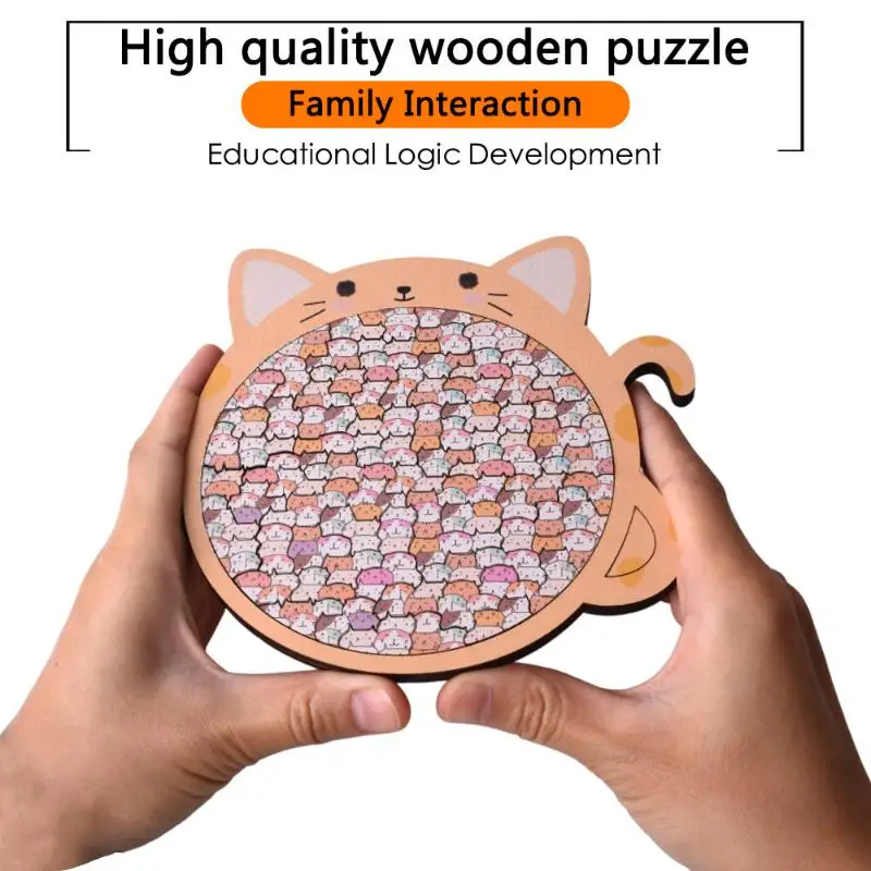 Mainan Puzzle Kayu Berbentuk Kucing Kartun Mainan Puzzle Potongan Kucing Lucu dan Menyenangkan Mainan Edukasi Anak Dewasa Hadiah Natal