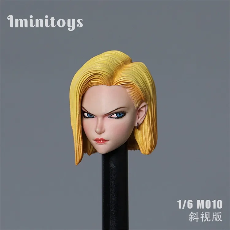 Look Sideways Android 18 Head Carved 1/6 Suntan Skin Fit 12'' TBLeague JIAOU Action Figure