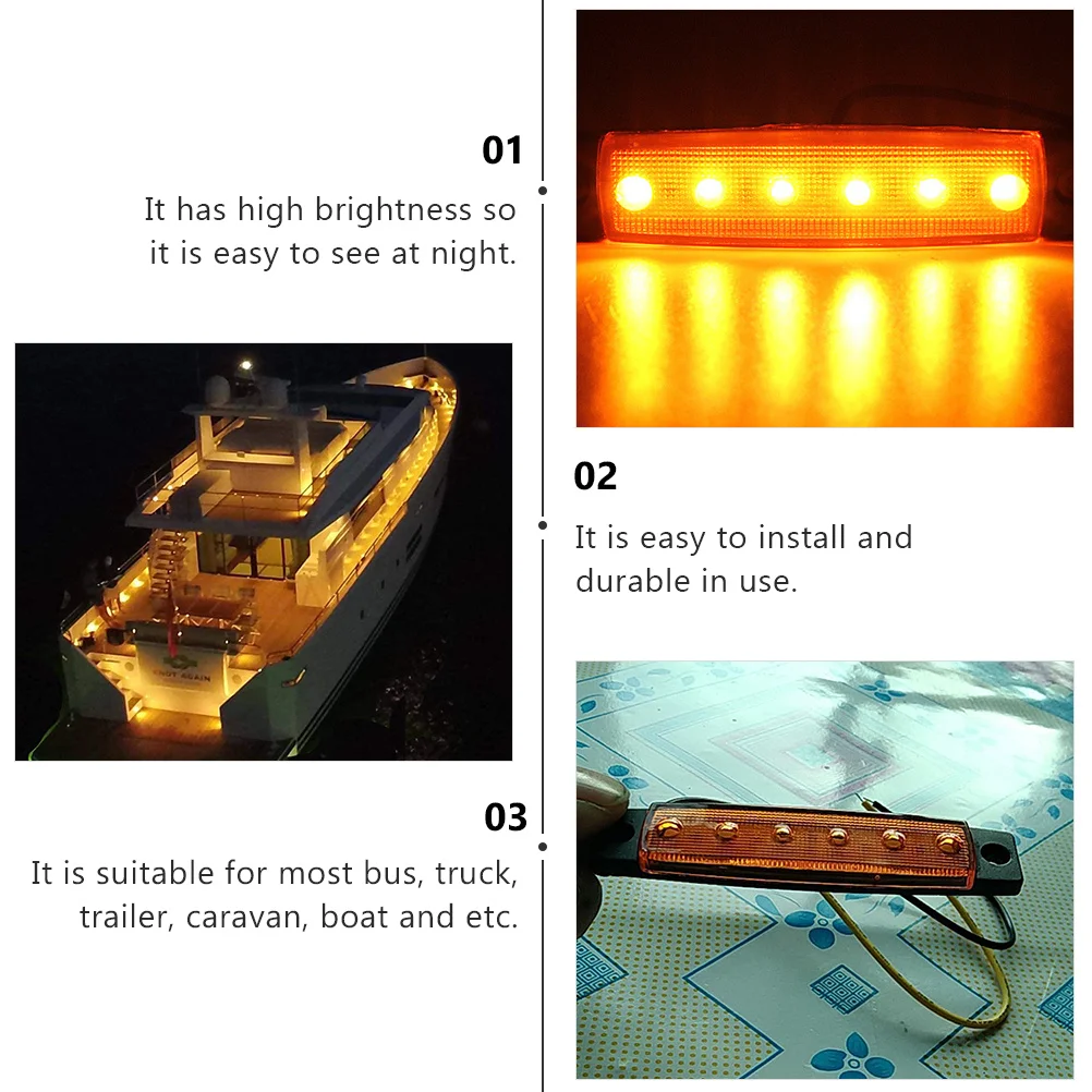 

6pcs 6LED Marine Boat Lights Waterproof Navigation Stern Deck Night Lights 12V Yellow LED Strip Trailer Tail Interior Taillight