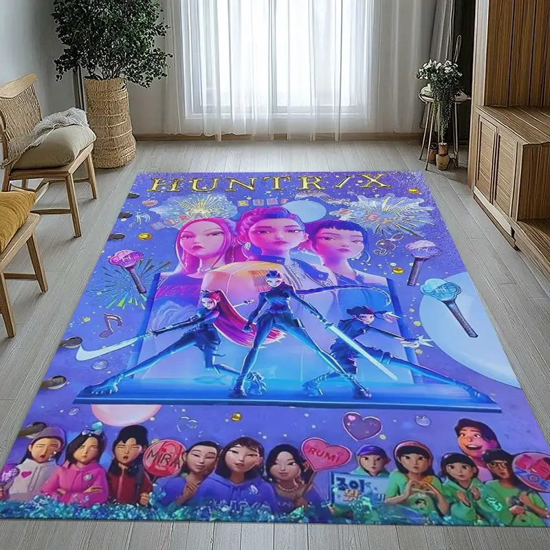 KPop D-Demon H-Hunters Girl Group Cartoon Soft Non-Slip Area Rug for Living Room,Bedroom Playroom Carpet Mat for Sofa,Home Decor