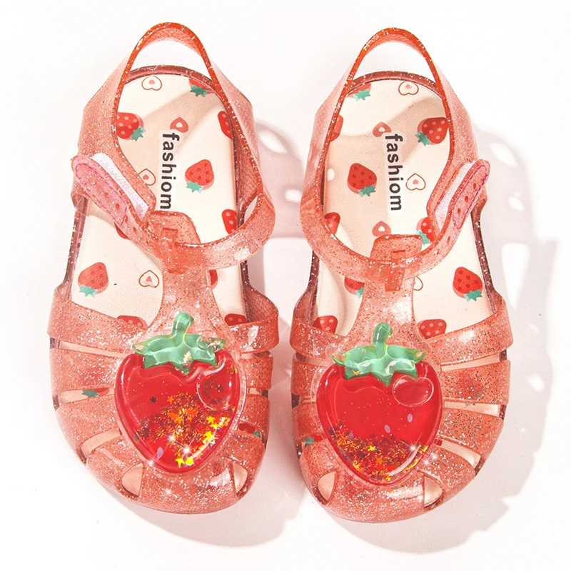 Summer New Sequined Children's Sandals Girls' Princess Jelly Sandals Soft Soled Anti Slip Baby Casual Beach Shoes