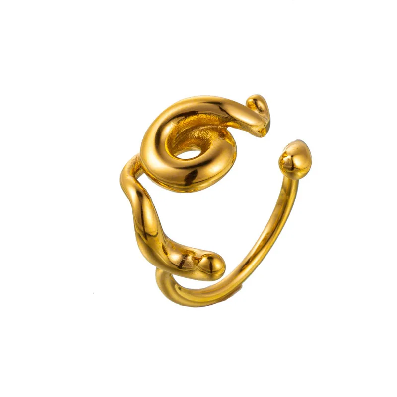 Irregular Swirl Snake Wrap Open Cuff Ring Gold Plated Adjustable Serpent Finger Ring Trendy Statement Stackable Jewelry
