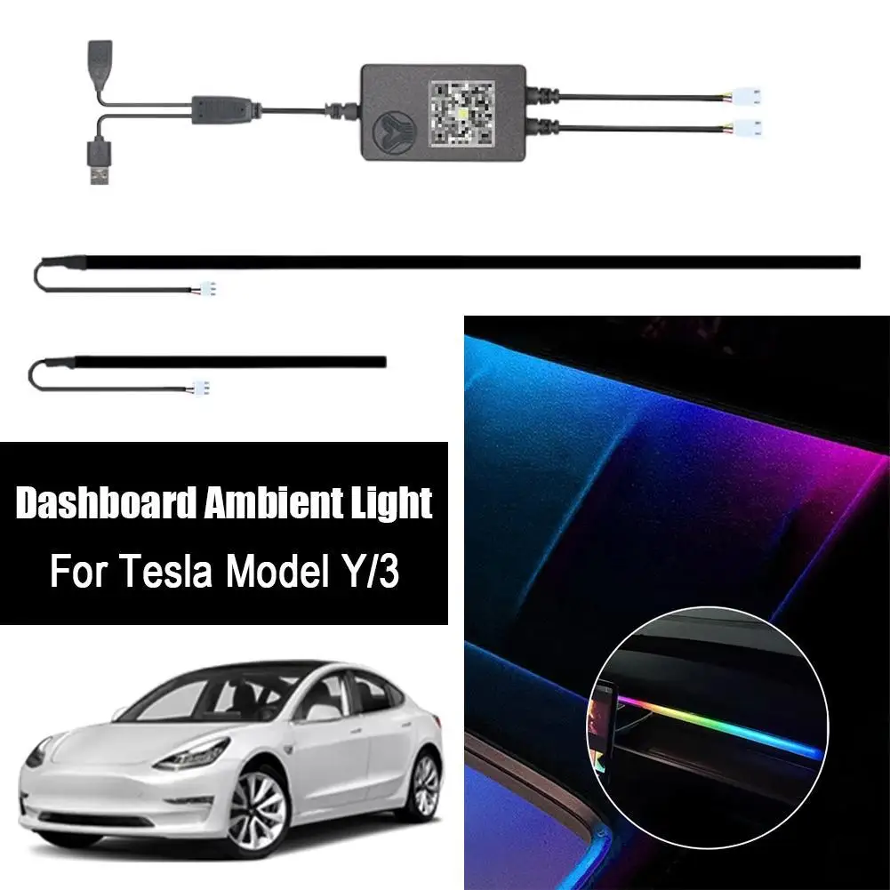 

For Tesla Model 3 Y Car LED Ambient Light RGB Streamer Atmosphere Lamp USB APP Control Remote Car DIY Flexible Atmosphere Light