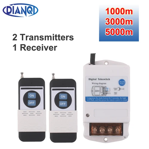 Interruptor de Control remoto inalámbrico 30A 220v 1000M 3000M 5000M Control remoto para puerta eléctrica luz bomba de agua transmisor receptor