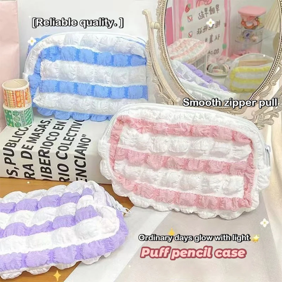 Imagem -04 - Estojo Lápis Kawaii para Meninas Grande Capacidade Ins Puff Pouch Bolsa de Armazenamento Material Escolar Estudante Bolsa de Papelaria