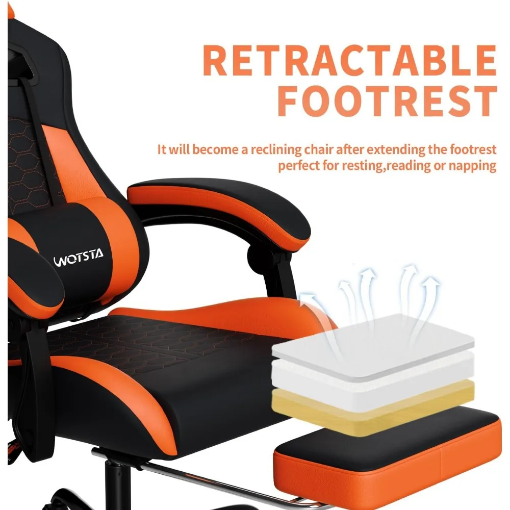 Ergonomic PC Gaming Chair with Massage, Footrest, and Lumbar Support image 12