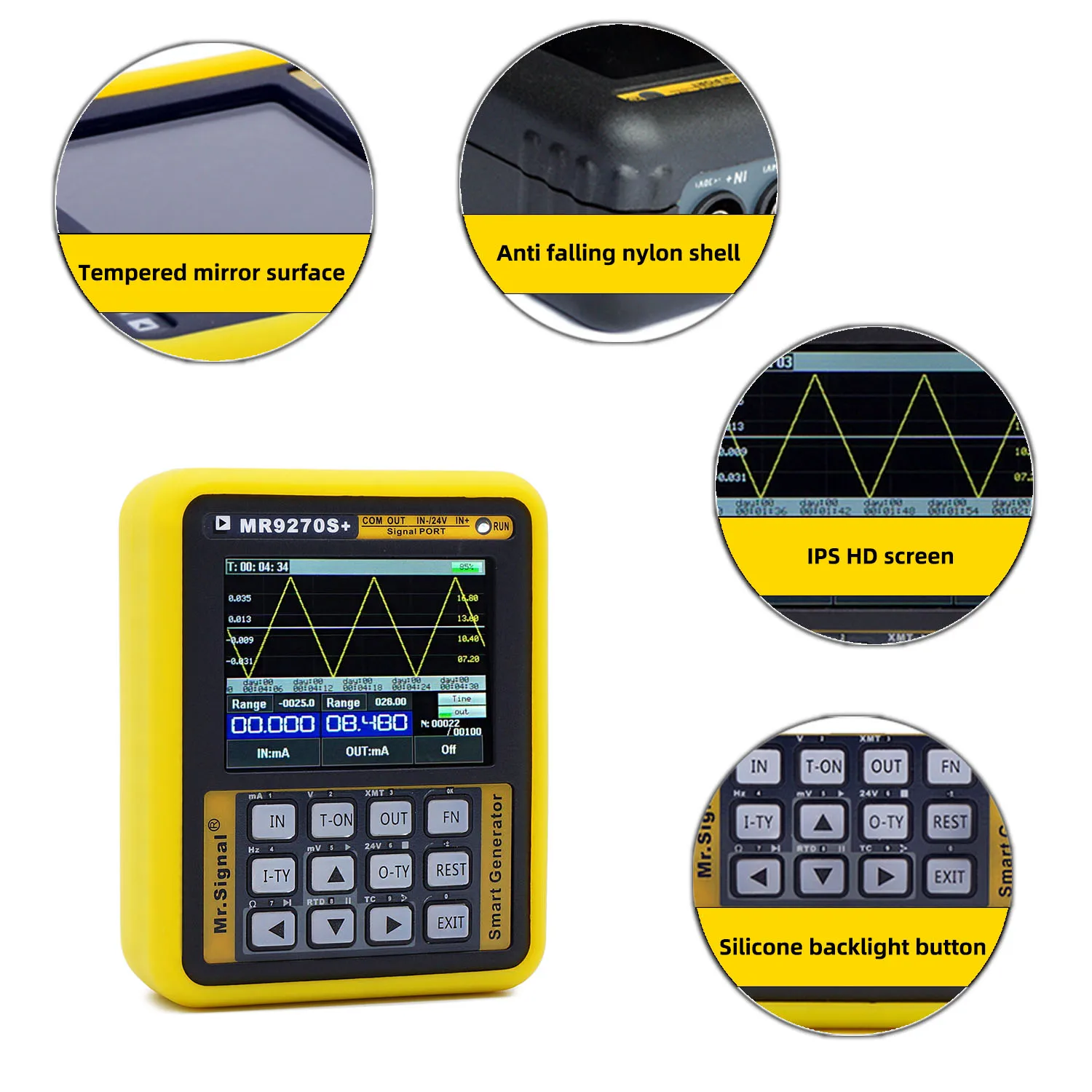 Imagem -03 - Handheld Termopar Pressão Transmissor Logger Gerador de Sinal Calibrar a Tensão Atual Pt100 Frequência Pid Mr9270s +420ma