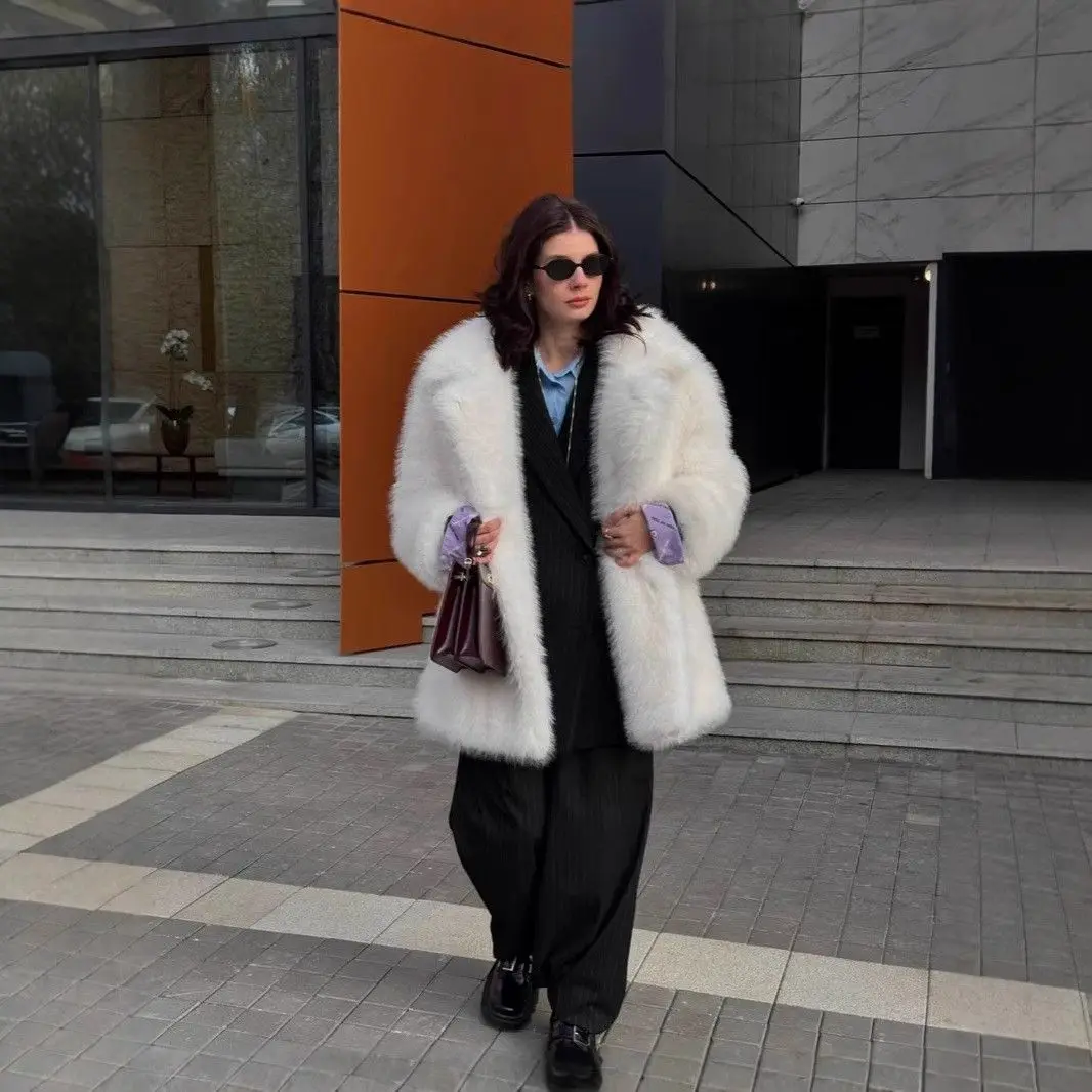 Cappotto lungo invernale in pelliccia artificiale di media lunghezza da donna Jaet con cuciture in vita Design europeo Sle Faionable Capispalla