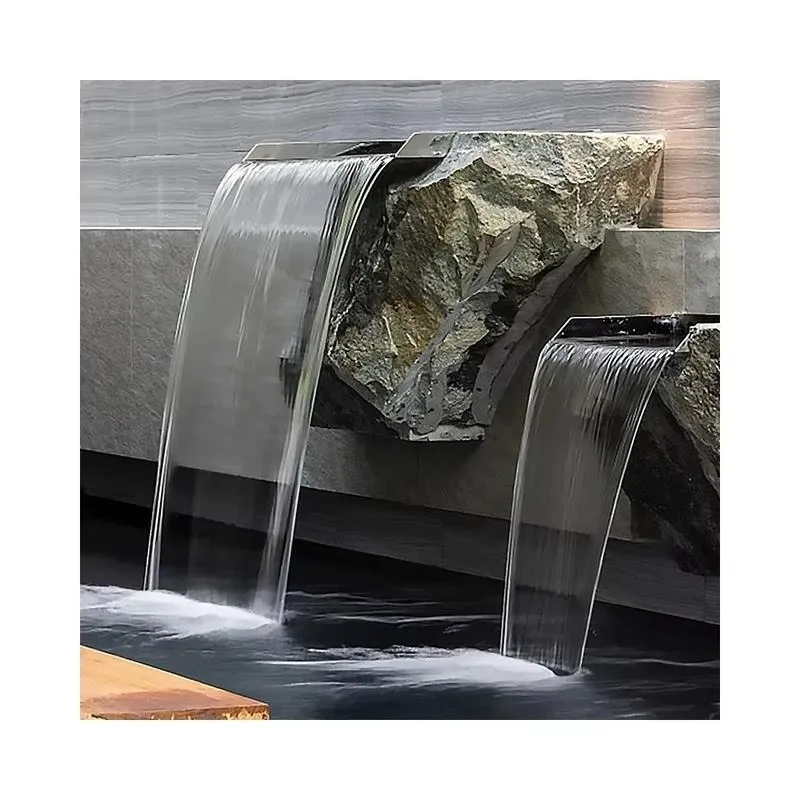 Garden Waterfall Stainless Steel Outdoor Swimming Pool LED Artificial Natural Fountain Waterfall Fountain Durable