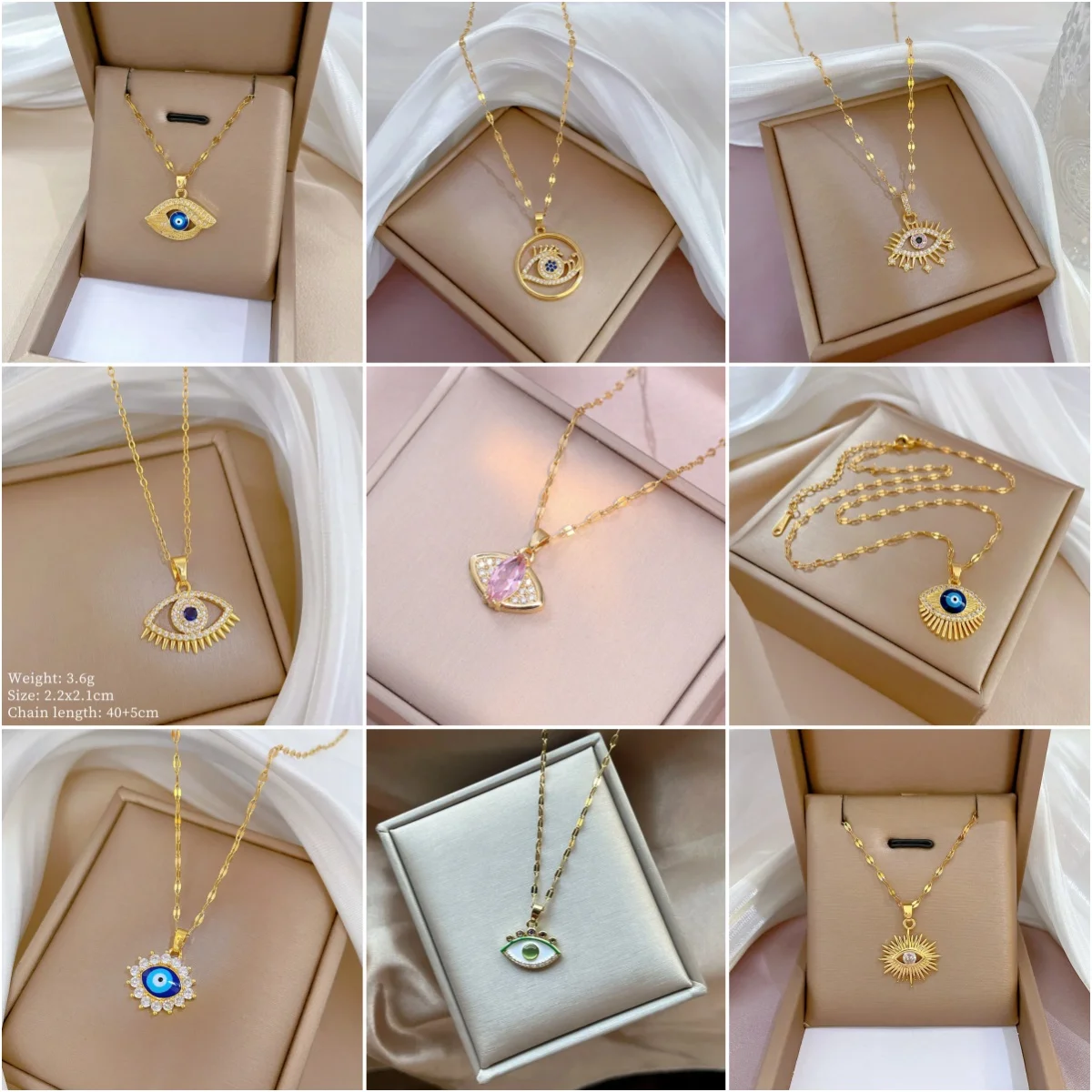 Zircon Evil Eye Pendant Necklace For Women Lucky Turkish Stainless Steel Necklaces 2025 Trend Aesthetic Jewerly Anillos Mujer