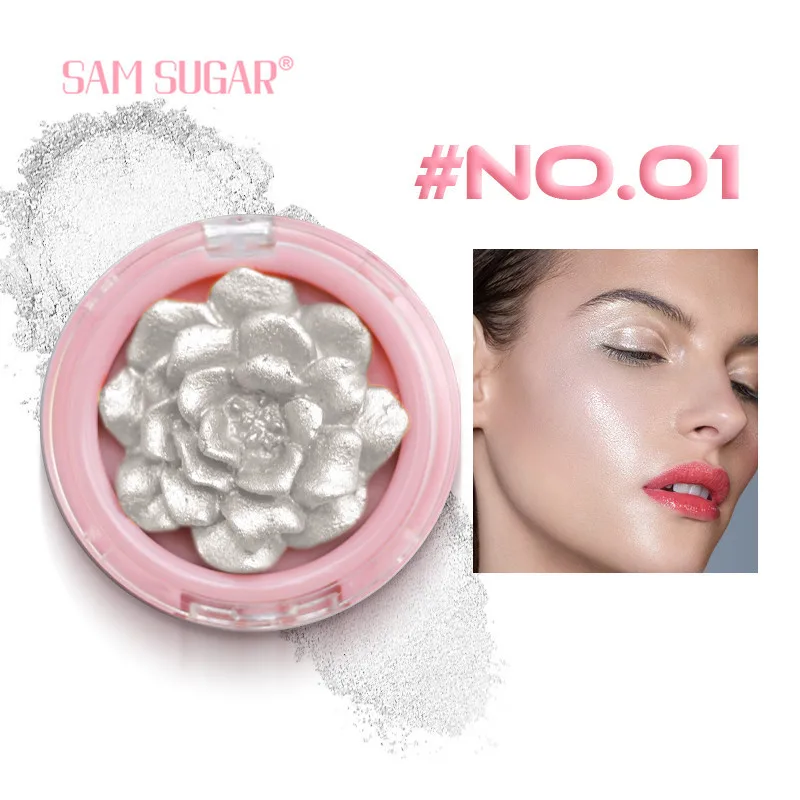 SAM SUGAR Compact Compact Disc 3D-Gravur Rose Face Augen- und Nasenschatten Stereoskopisches aufhellendes Make-up