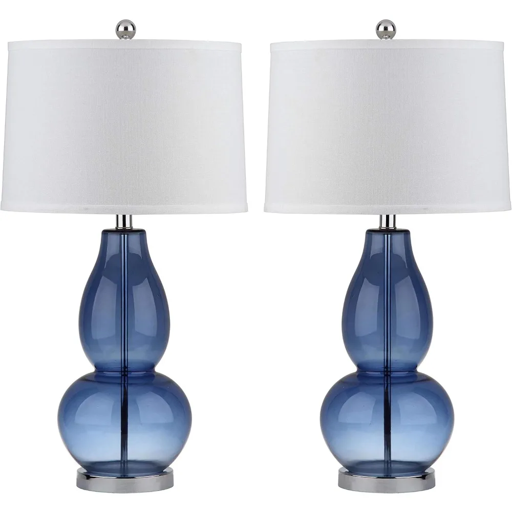 

SAFAVIEH Lighting Collection Mercurio Blue Glass Double Gourd 29-inch Bedroom Living Room Home Office Desk Nightstand Table Lamp