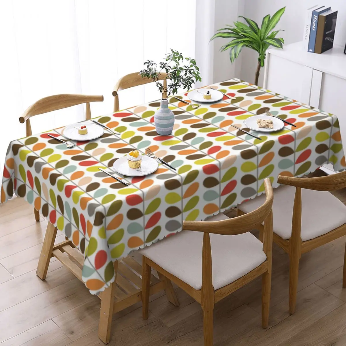 Custom Orla Kiely Flowers Rectangular Tablecloth Waterproof Table Cloth Mid Century Modern Multi Stem Table Covers