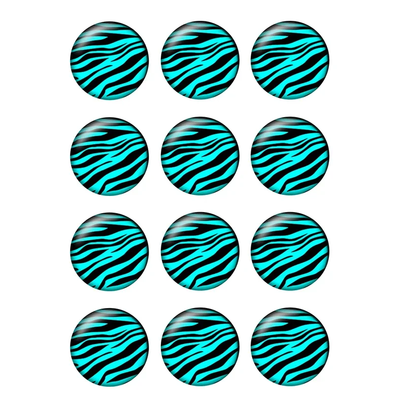 12pcs Zebra Stripe Leopard Pattern Round Photo Glass Cabochon 10 12 14 20 25mm Demo Flat Back DIY Jewelry Making Wholesale T073